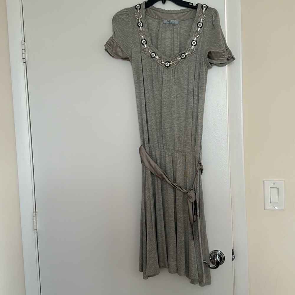 Bluemarine Italy Grey with Crystal Dress Size 40